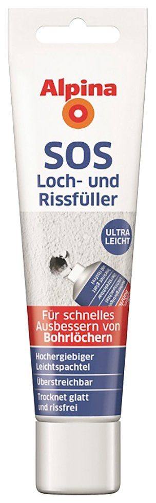 Alpina Reparaturmasse SOS Loch- und Rissfüller, (1-tlg), SOS Tube, für schnelles Ausbessern von Bohrlöchern, weiß, 100ml