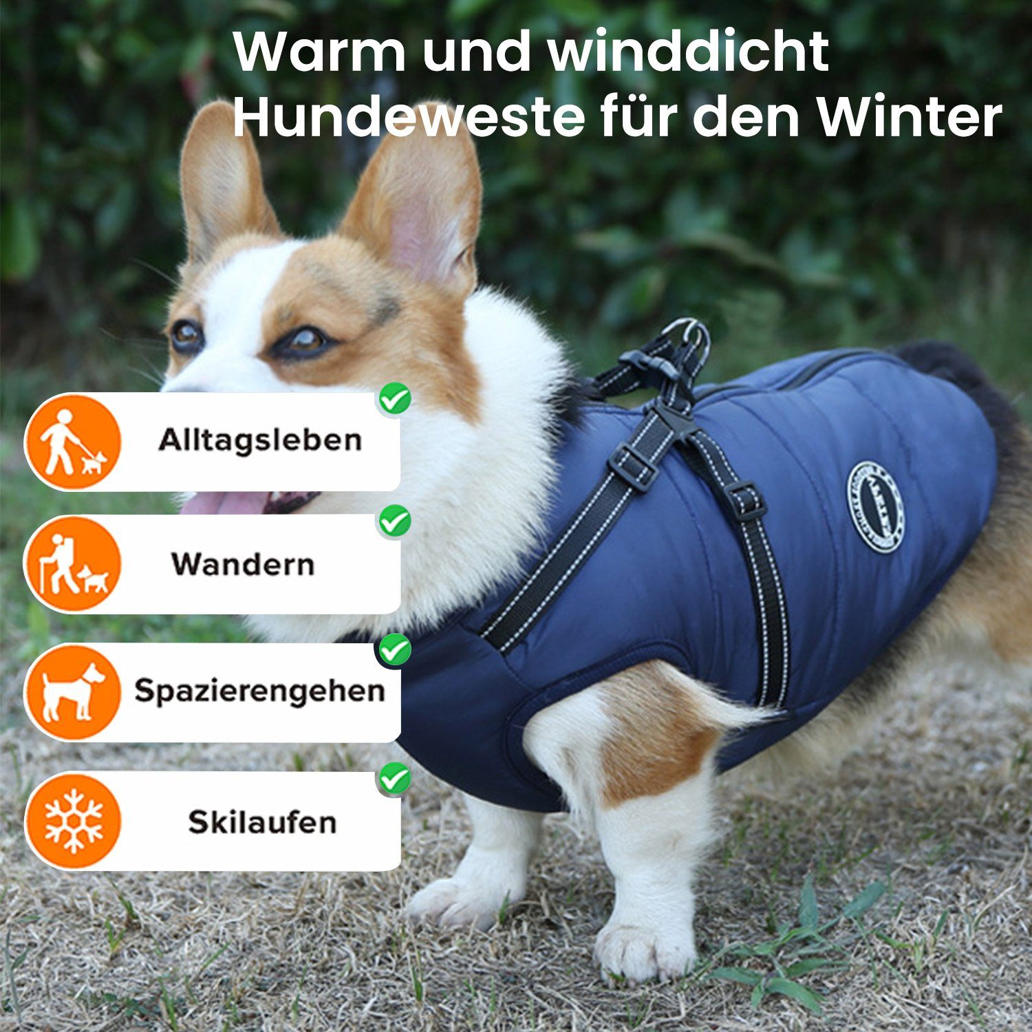 TOPMELON Hundejacke Wasserdichter Hundewintermantel, warme Hundejacke
