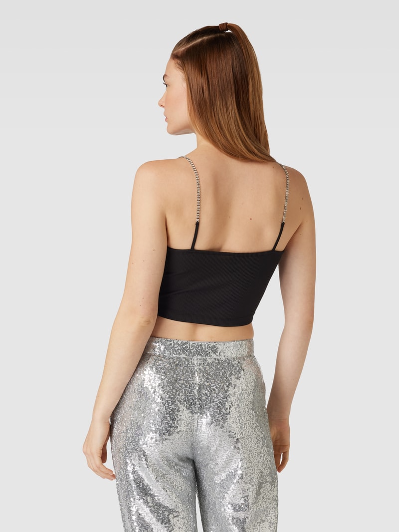 Crop Top mit Feinripp Modell 'RHINA' in black