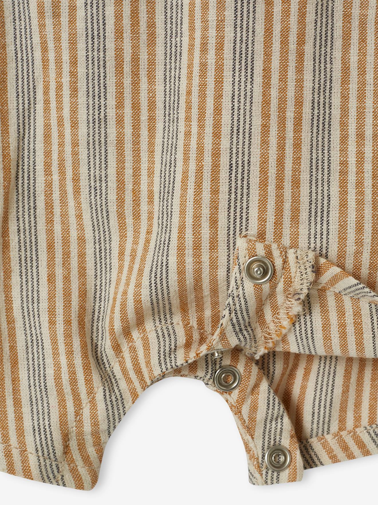Ensemble bébé T-shirt et salopette rayée écru