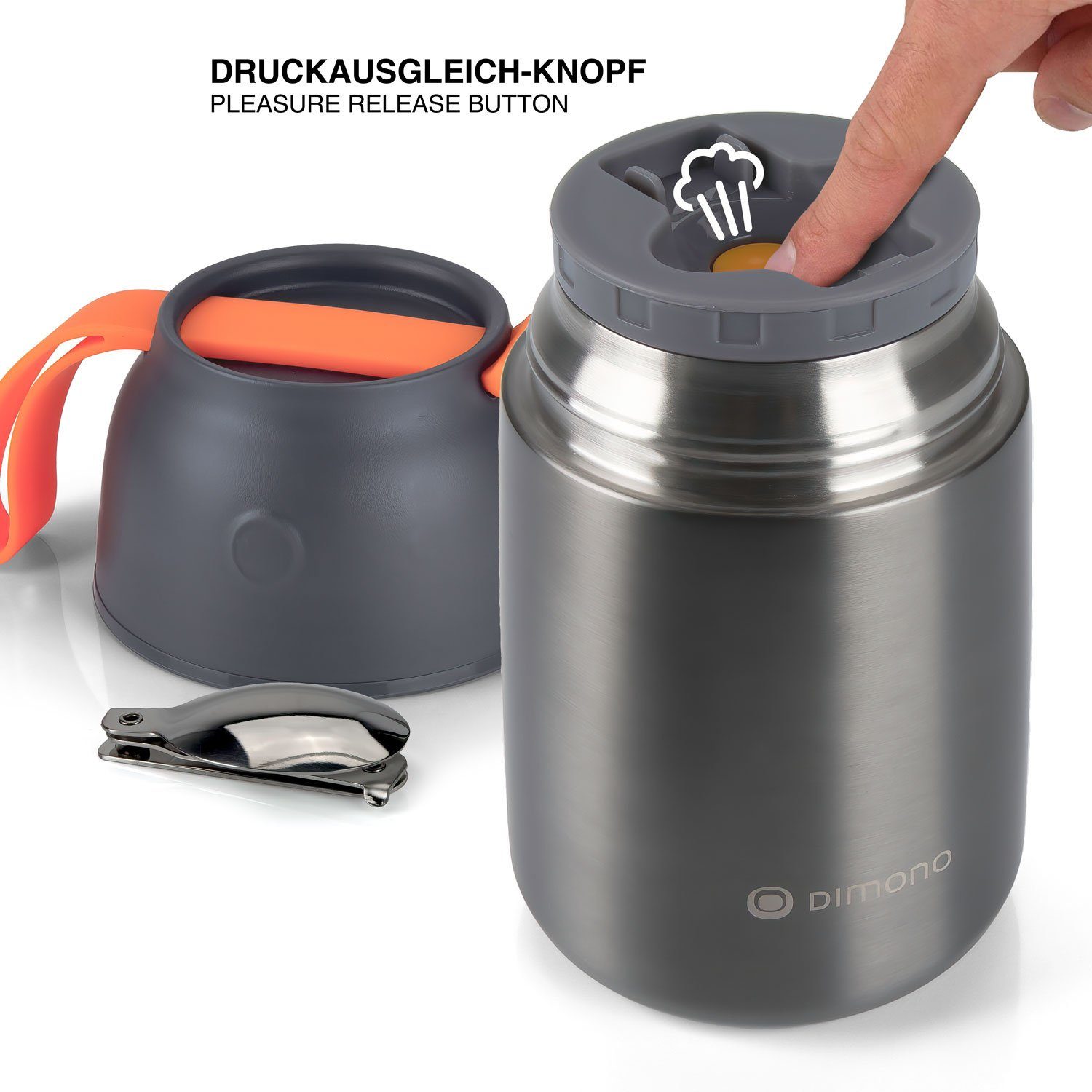 Dimono Thermobehälter Warmhaltebehälter, Edelstahl, (to-Go Lebensmittelbehälter, Essensbehälter für unterwegs)