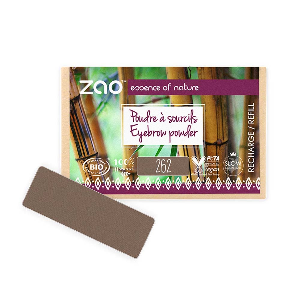 zao essence of nature Poudre à sourcils rectangle 262 Brun ZAO Poudre sourcils Certifiée Bio, Formule 100% naturelle et Vegan