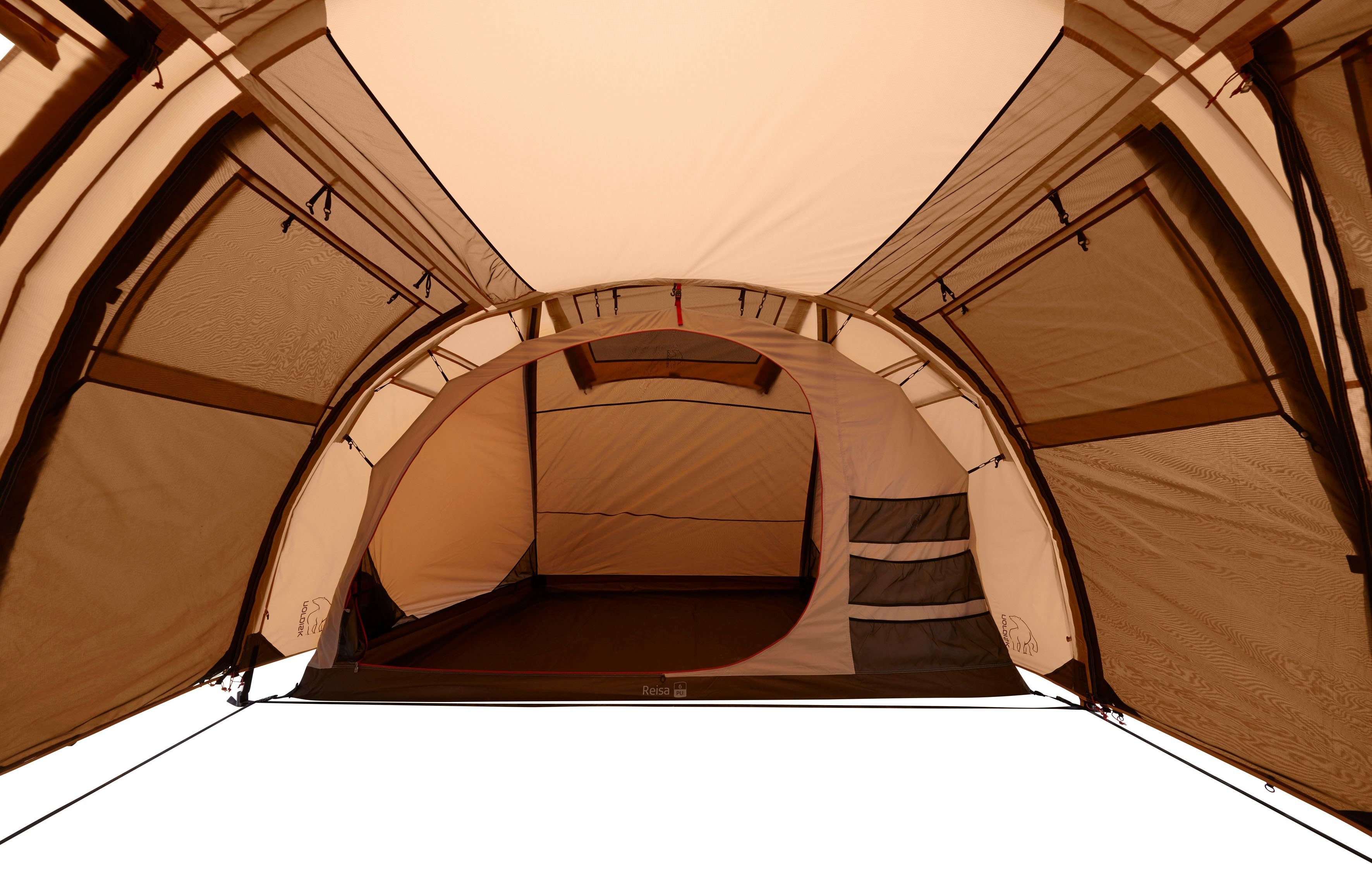 Nordisk Gruppenzelt Reisa 6 PU Tent Cashew/Brown, Personen: 6 (Packung, 1 tlg)