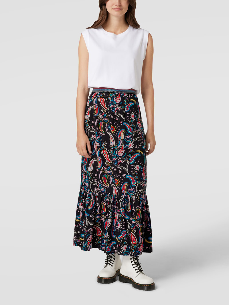 Maxirock mit Paisley-Muster in schwarz