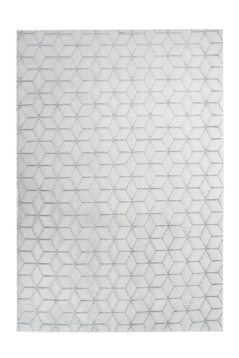 megusta Hochflorteppich Weiß / Anthrazit 80cm x 150cm