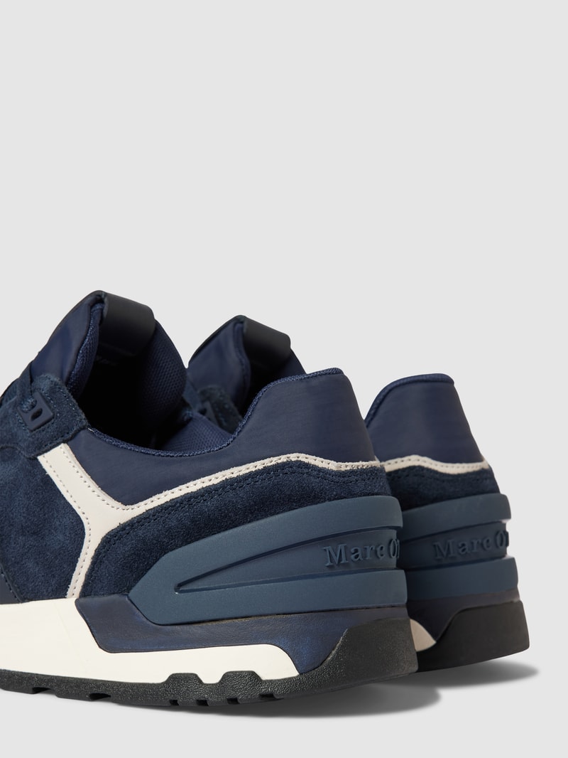 Sneaker aus Leder-Mix in marineblau