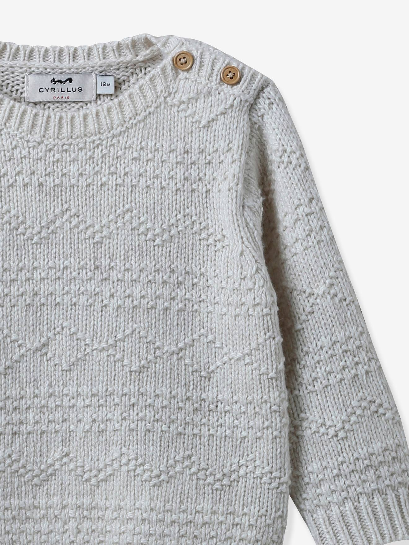 Pull torsadé bébé laine RWS CYRILLUS écru