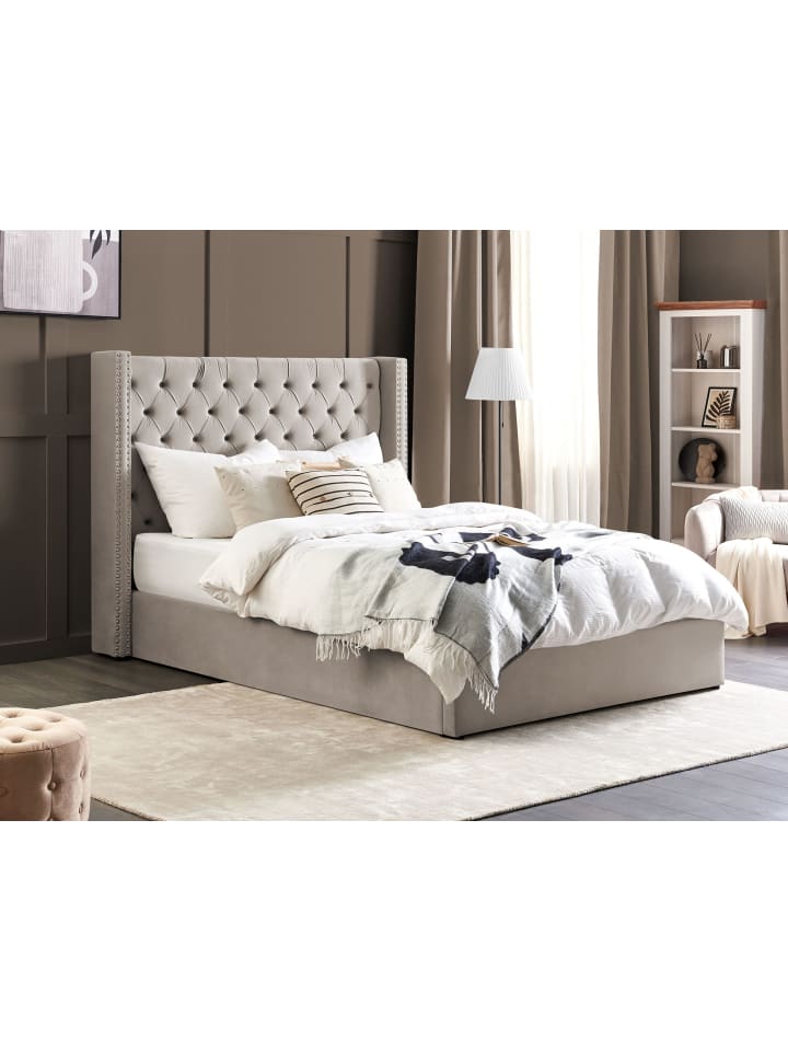 Beliani Doppelbett LUBBON in Grau - (W) 190 x (H) 144 x (L) 217 cm günstig kaufen onesize