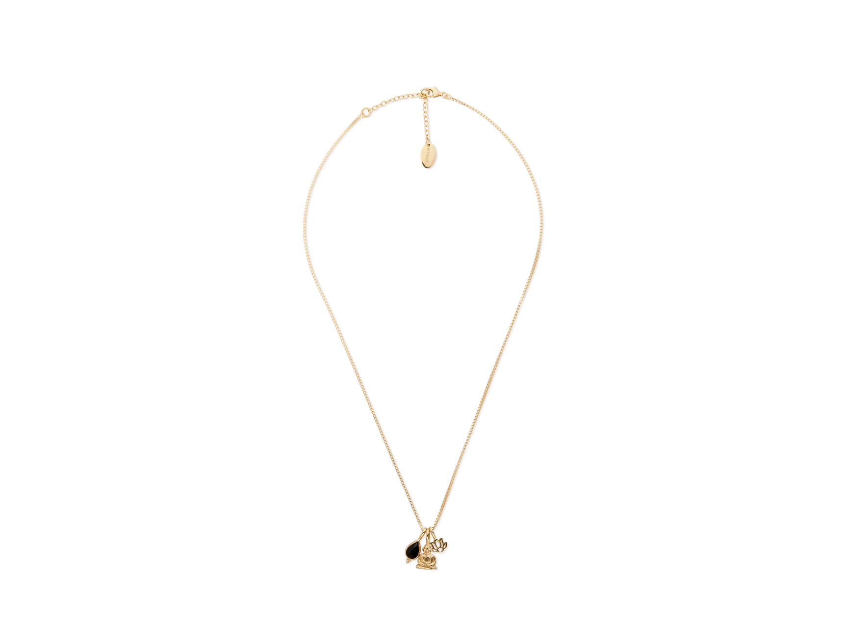 Collier pendentif en onyx noir plaqué or