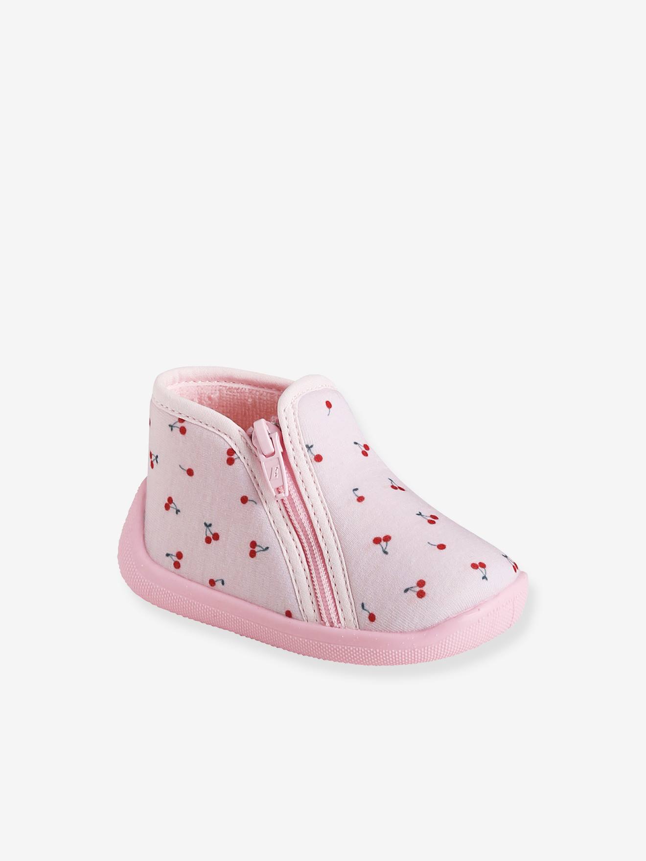 Chaussons zippés bébé fabriqués en France rose