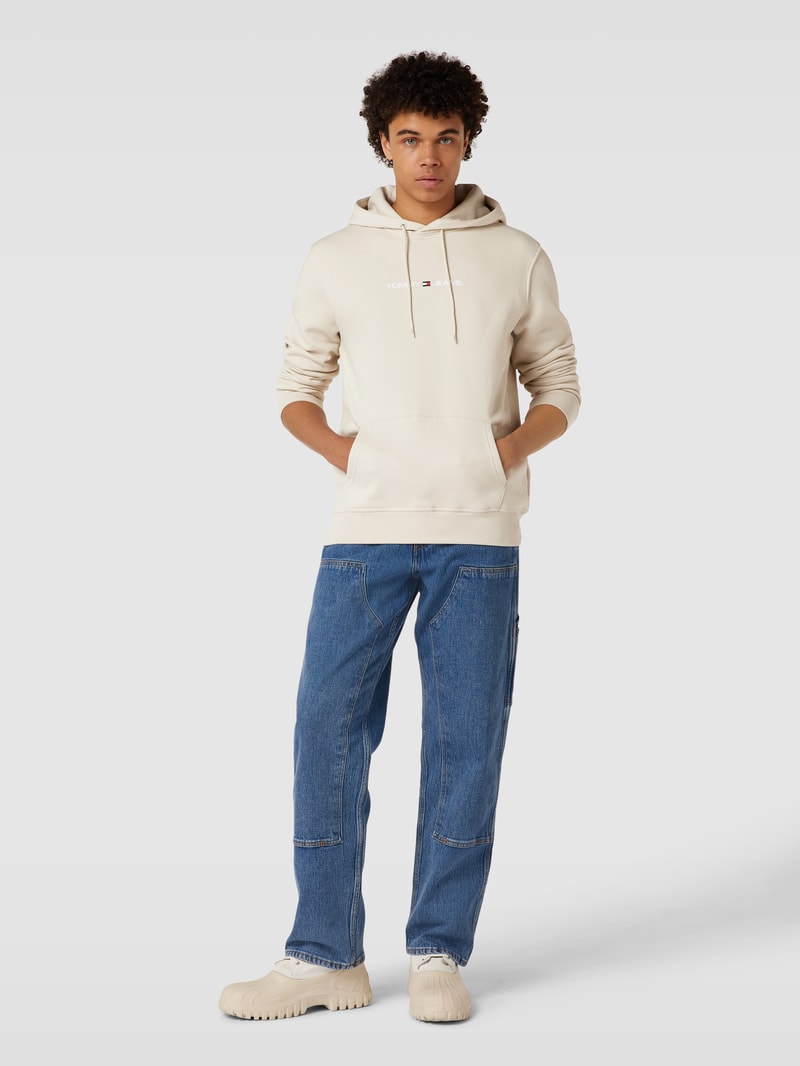 Hoodie mit Label-Stitching in beige