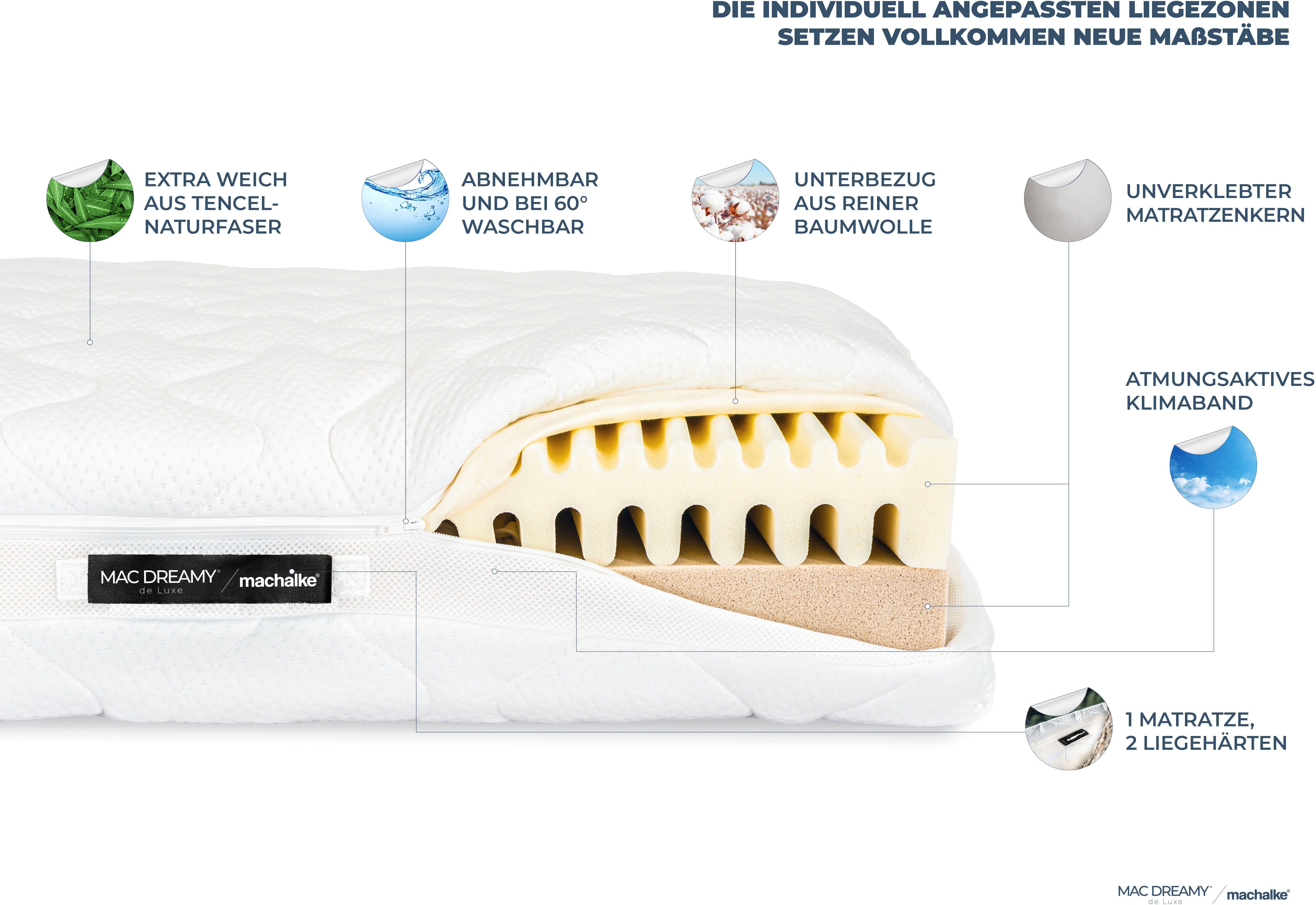 Kaltschaummatratze Mac Dreamy de Luxe, machalke®, 20 cm hoch, Premium Matratze in verschiedenen Größen, luxuriöse Wendematratze