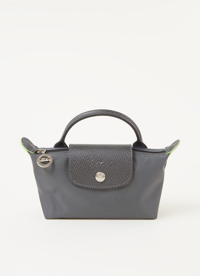 Geantă Longchamp Le Pliage verde cu detalii din piele