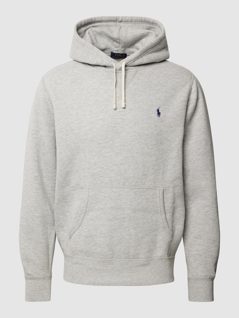 Hoodie mit Label-Stitching in hellgrau