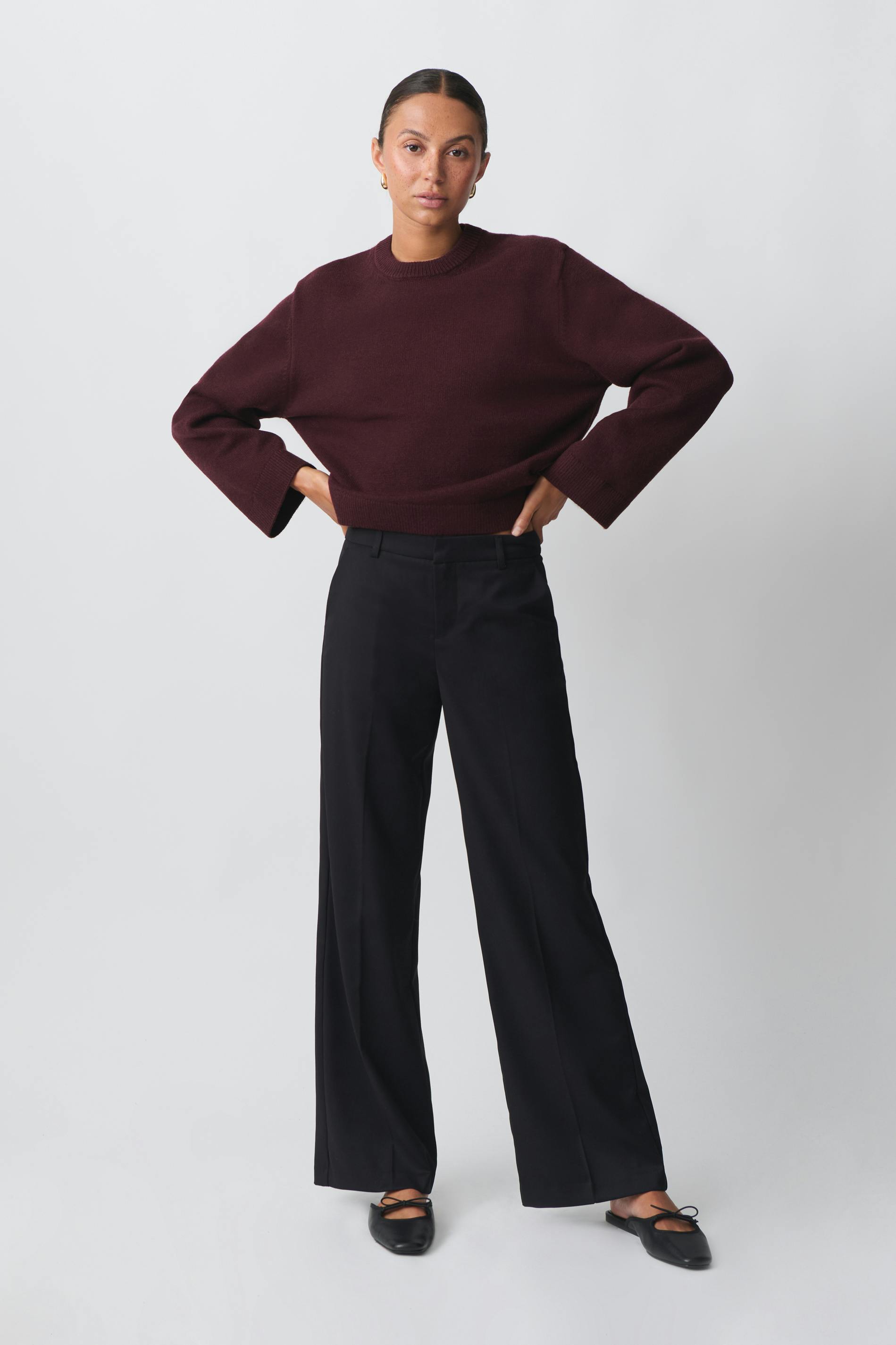 Wide leg suit trousers