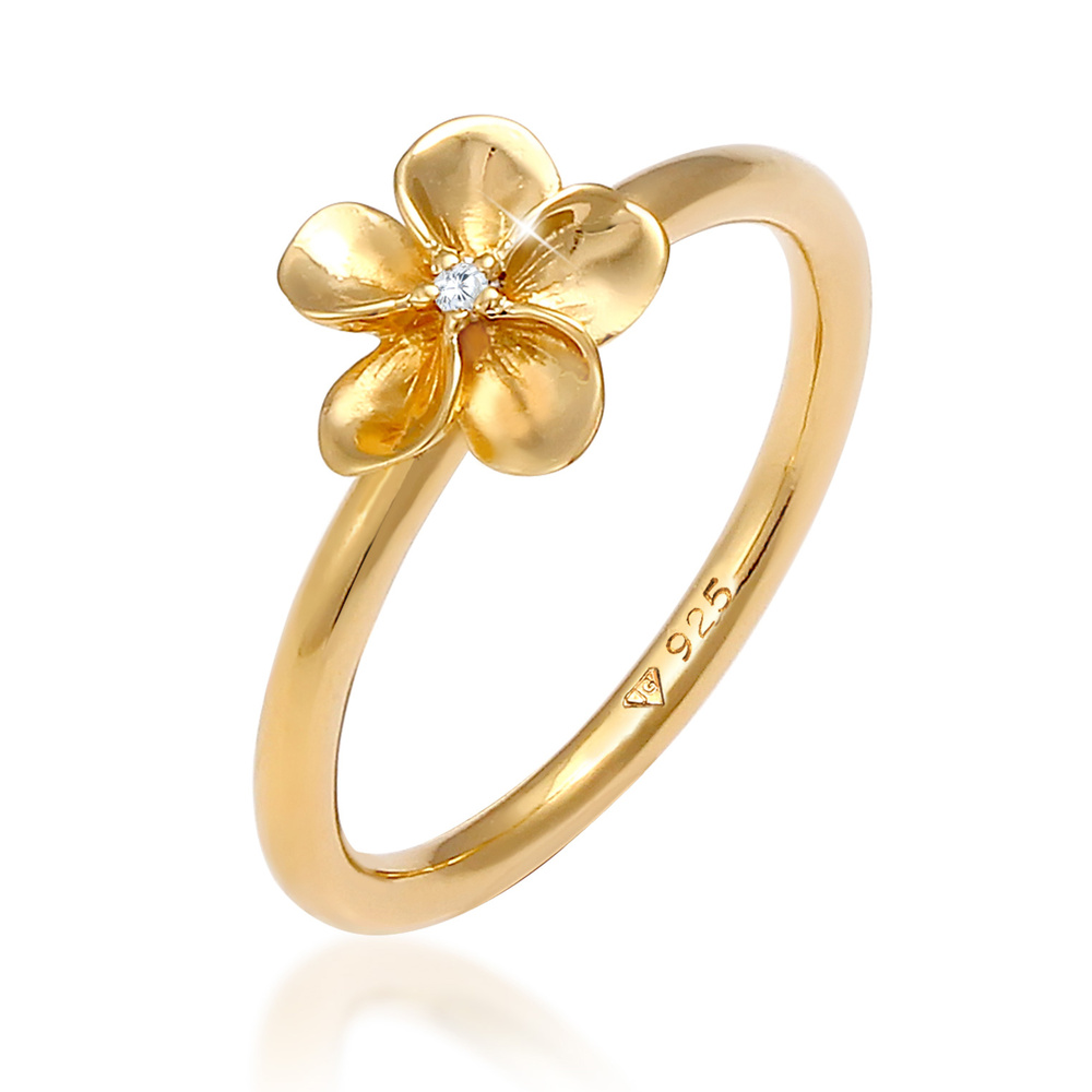 Nenalina Nenalina Bague Dames portant une fleur de frangipanier avec des cristaux de zirco Bague