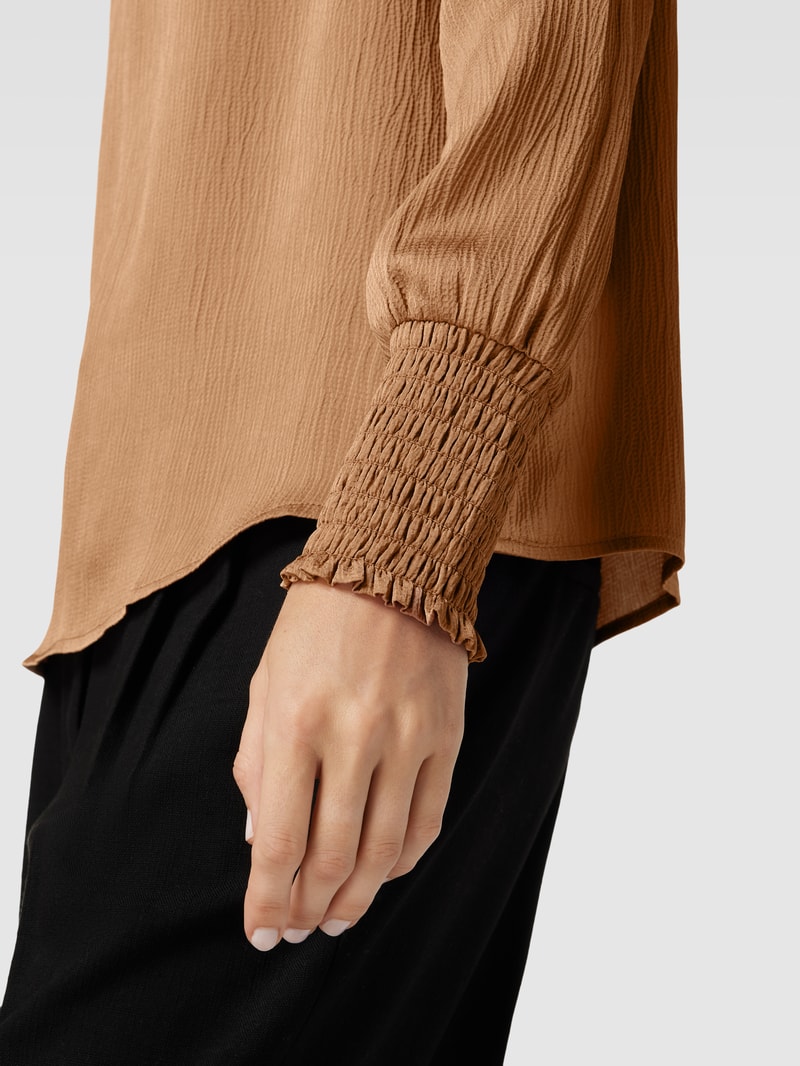 Blusenshirt mit elastischen Ärmelabschlüssen in camel