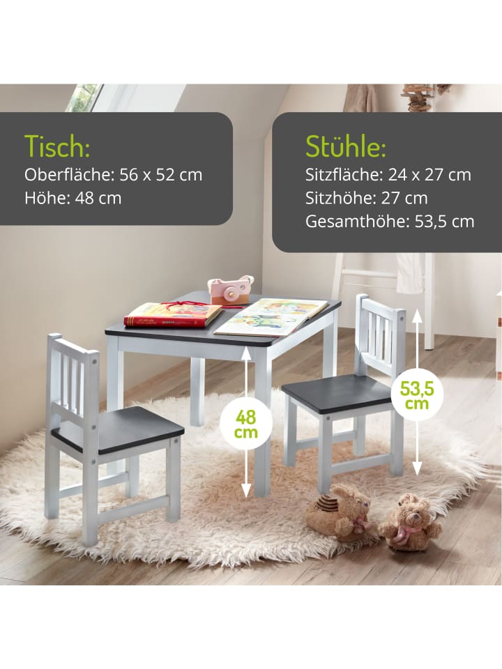 BOMI 3-tlg. Kindersitzgruppe Amy in Grau / weiß günstig kaufen onesize
