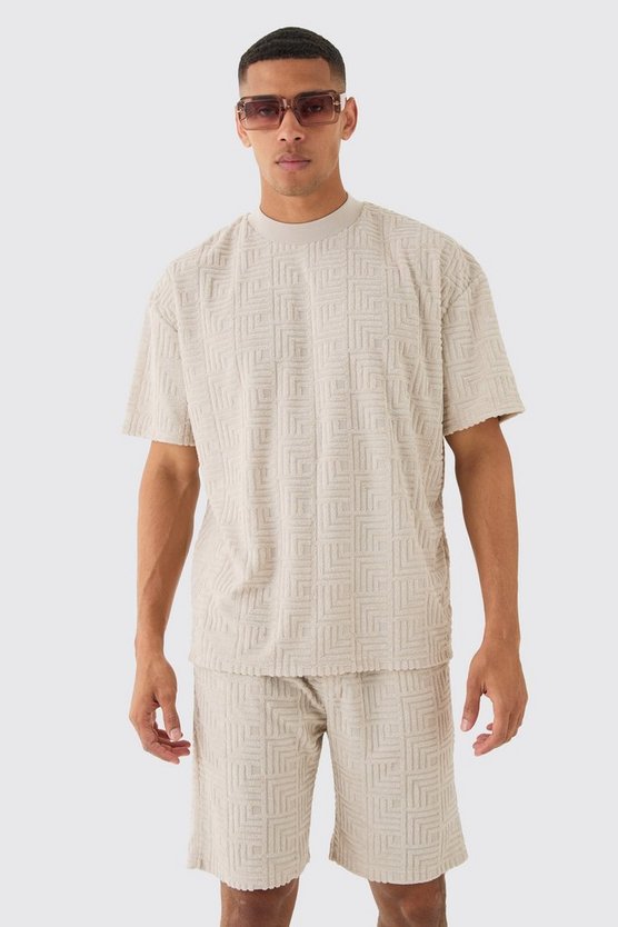 Oversize Geo Frottee Jacquard T-Shirt & Shorts