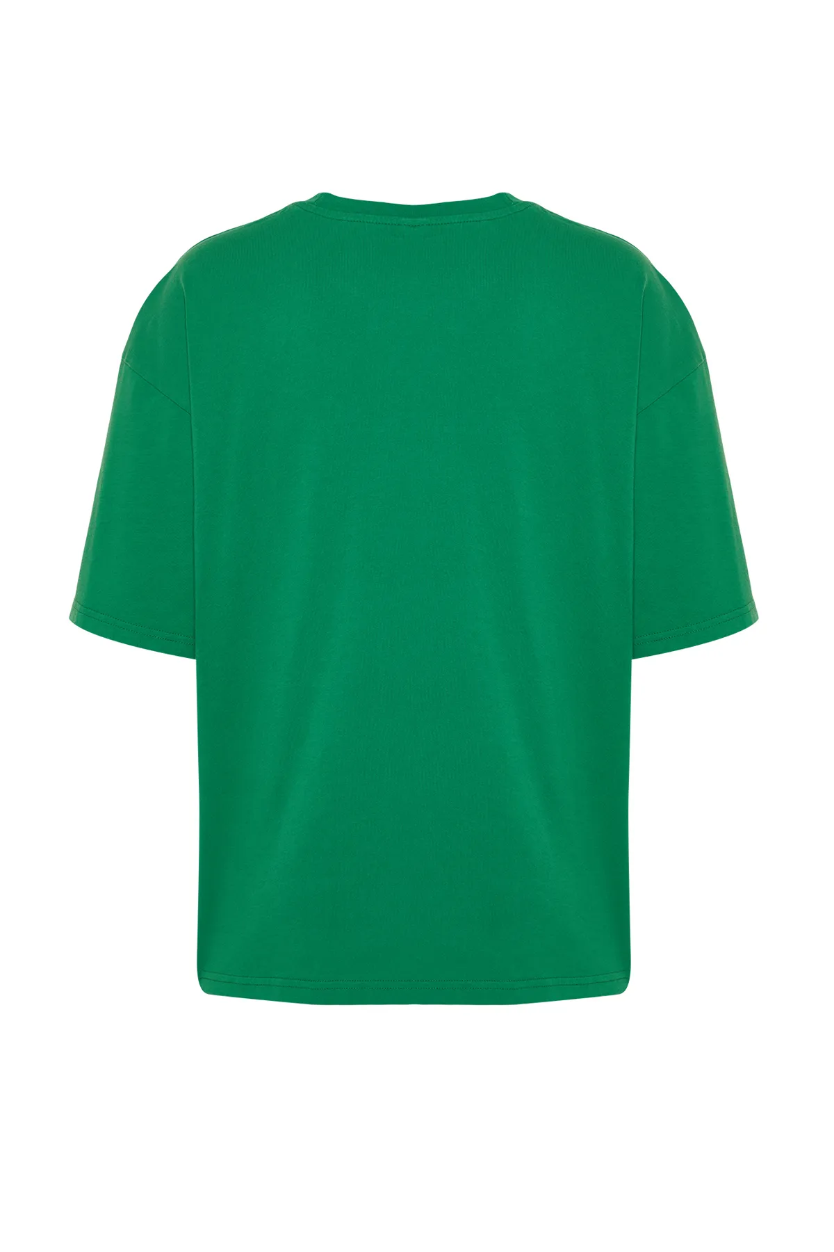 Trendyol Collection  Grünes, übergroßes/weit geschnittenes, mit Dinosauriern besticktes T-Shirt aus 100 % Baumwolle TMNSS23TS00243 TMNSS23TS00243