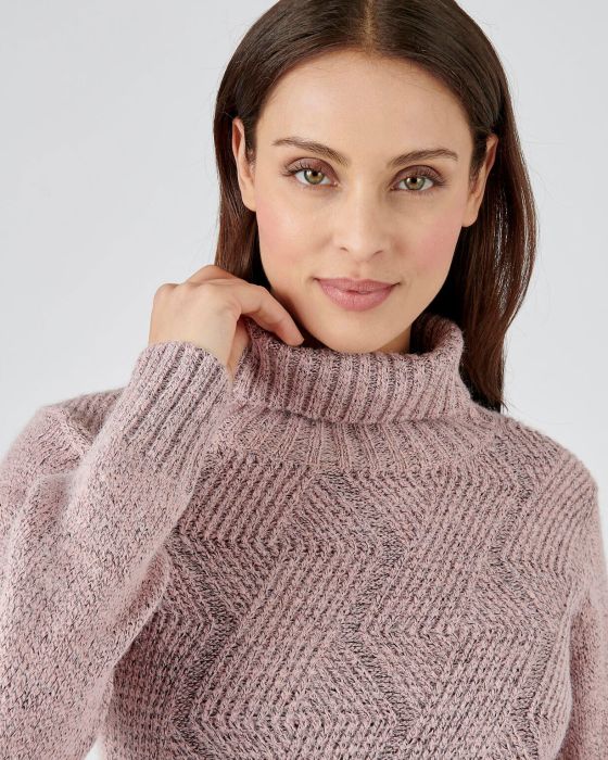 Pull col roulé, maille chinée chaude Thermolactyl