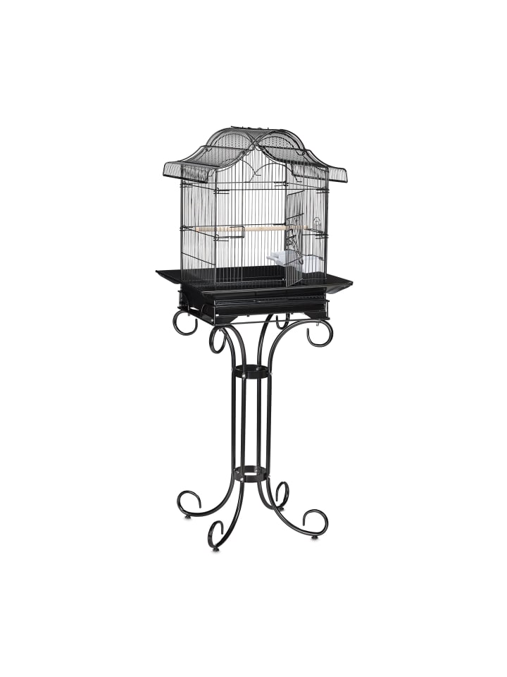 relaxdays Vogelkäfig in Schwarz - (B)55 x (H)146,5 x (T)50 cm günstig kaufen onesize
