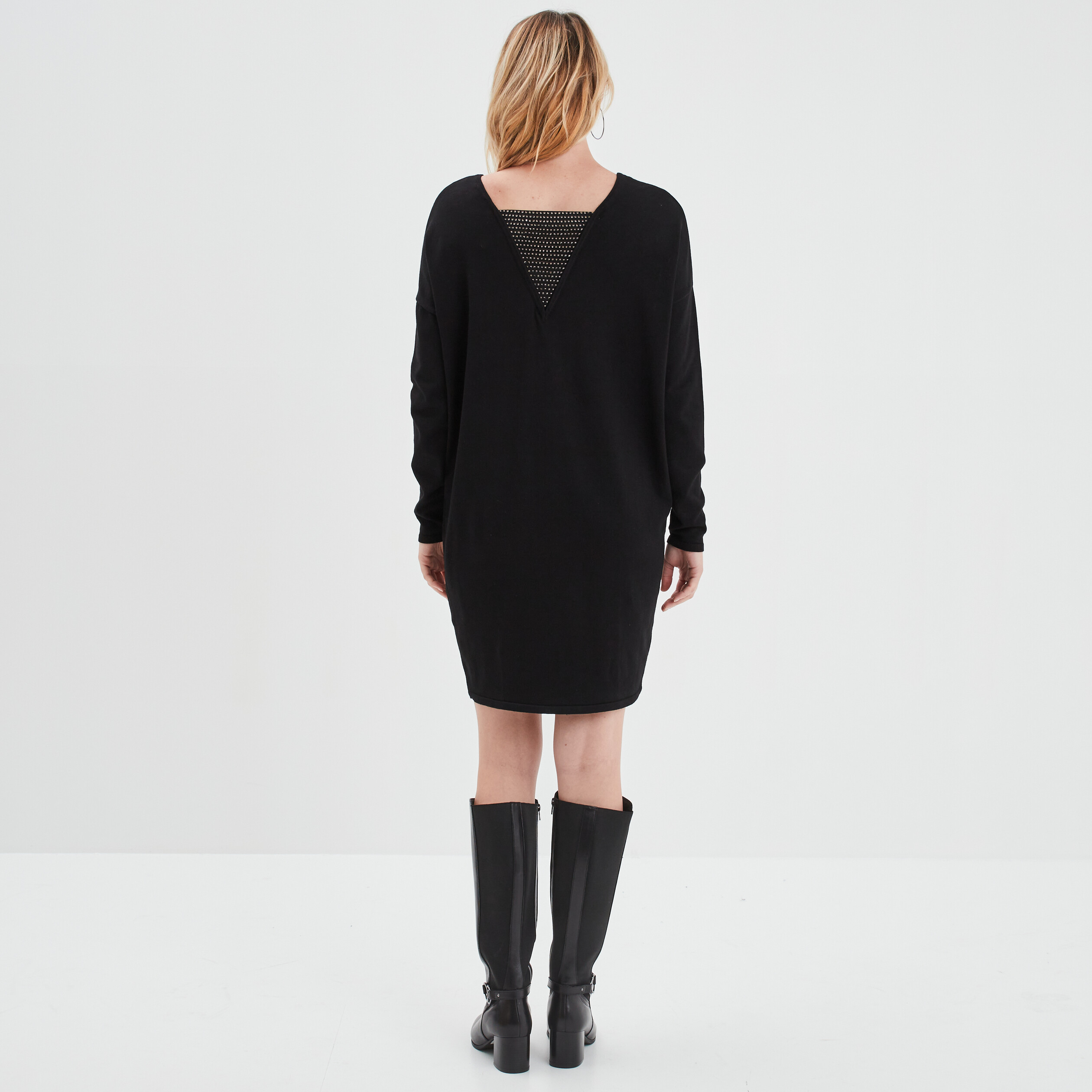 Robe pull manches chauves-souris noir femme | La Halle
