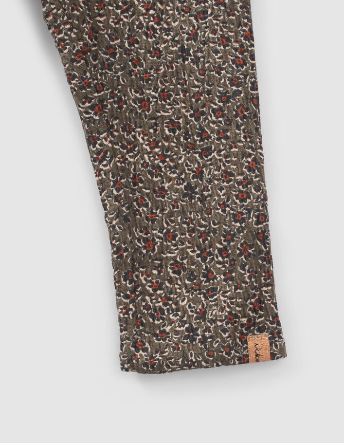 Leggings réversible kaki léopard floral et rose bébé fille