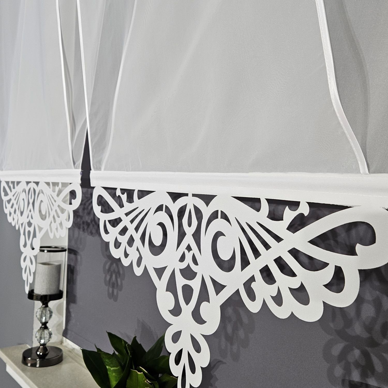 Schiebegardine 2er V Panel Voile Spitze, Gardinen by Justyna, Kräuselband (2 St), transparent, Voile, Modern, Panelgardine, Paneele, Fertiggardine, Fensterdeko, Scheibengardine