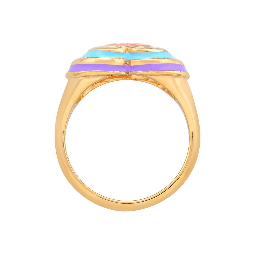 Elli Elli Bague Femme Sceau Coeur Tendance avec Émail Multicolore en Argent Sterling 9 Bague
