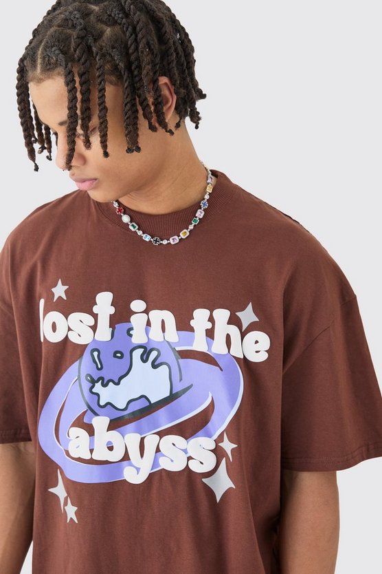 Oversize T-Shirt mit Cosmic Worlds Print