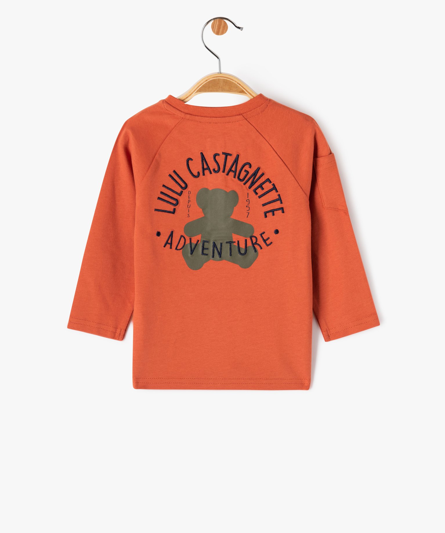 Tee-shirt manches longues col tunisien bébé Garçon - Lulu... orange | GEMO