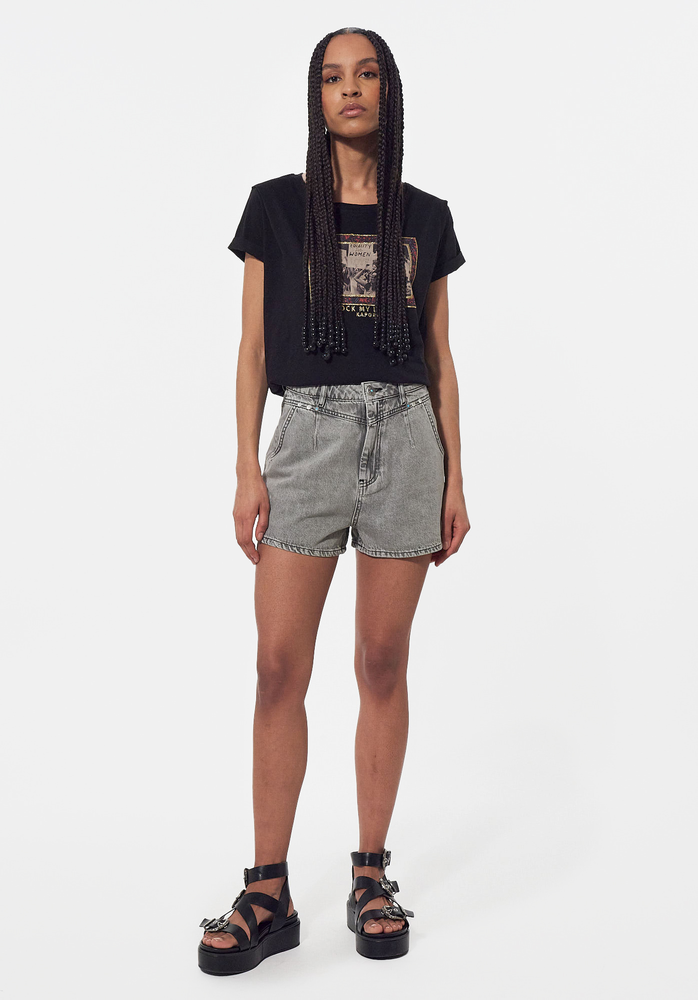 SITA   Short en jean gris Femme