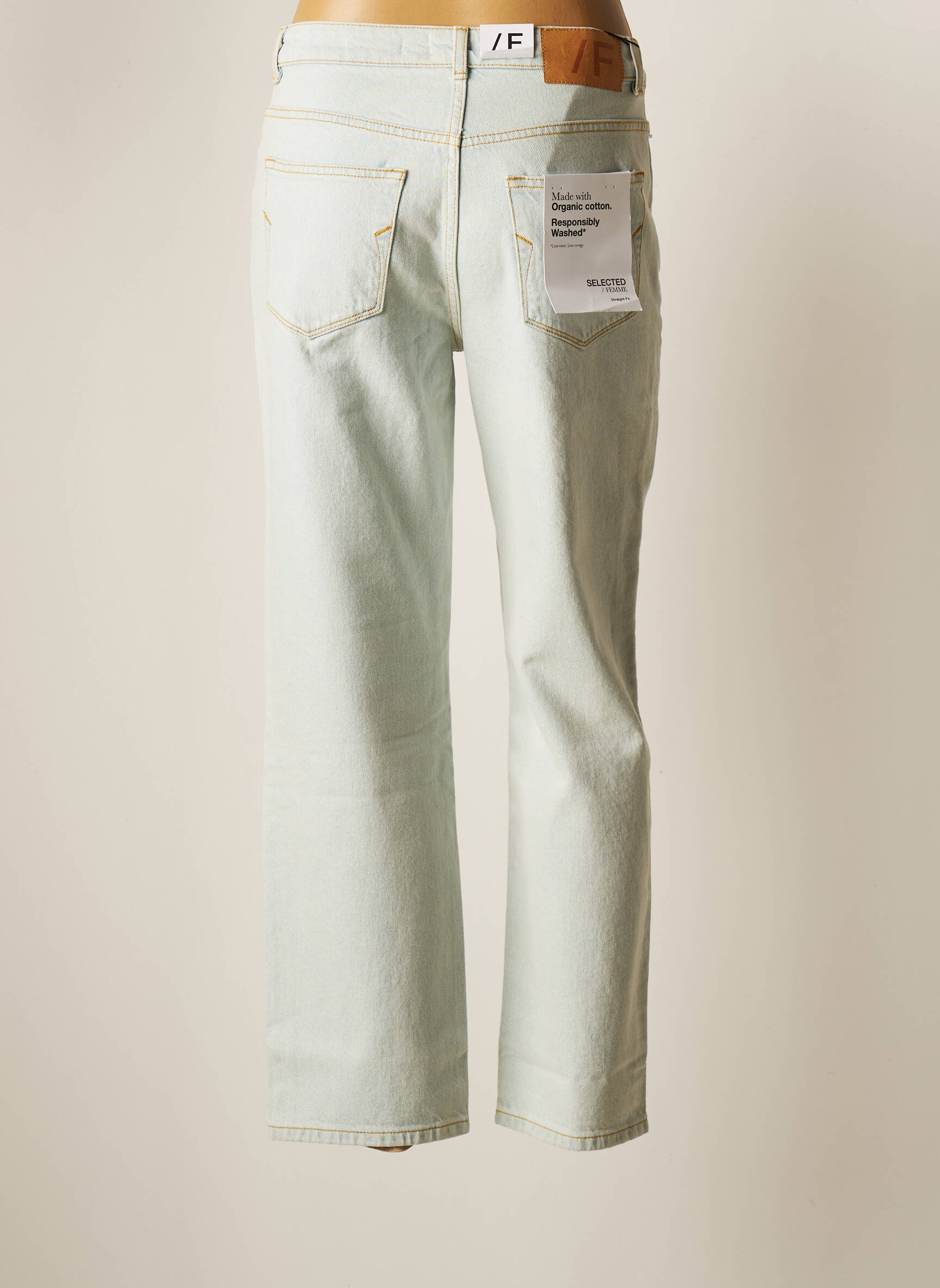 Selected Jeans Coupe Droite Femme couleur bleu
