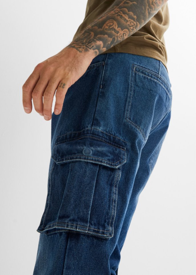 Loose Fit Cargo-Jeans, Straight