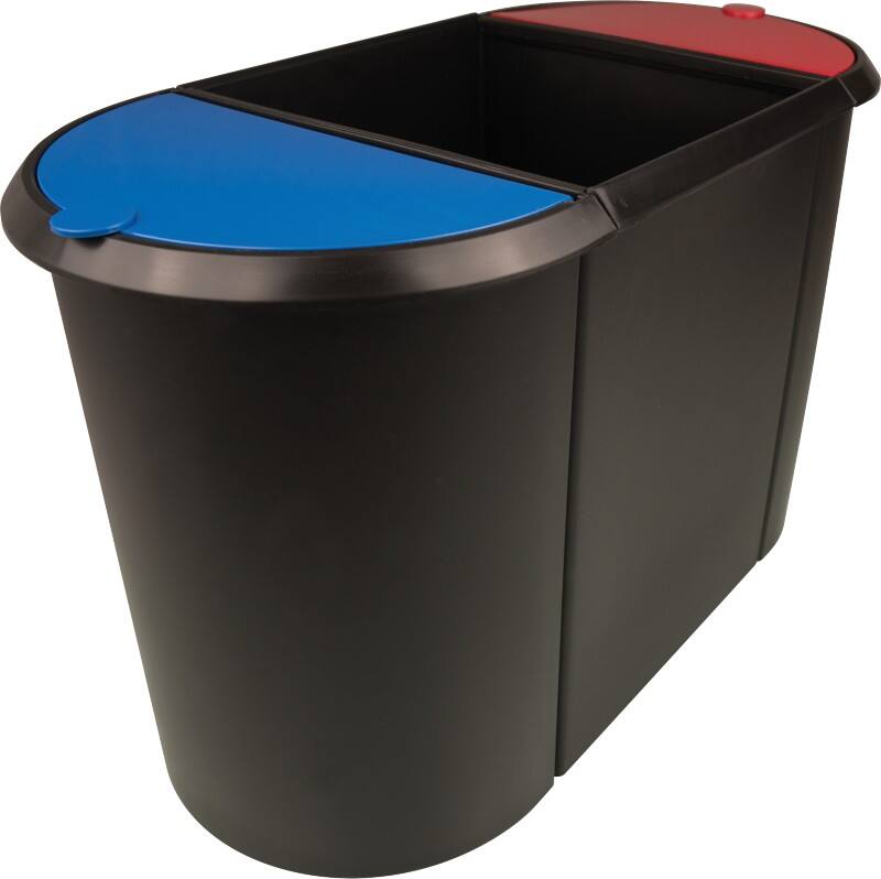 helit Papierkorb 20L   9 28 L x 44 x 34,8 cm Rot, Blau, Schwarz