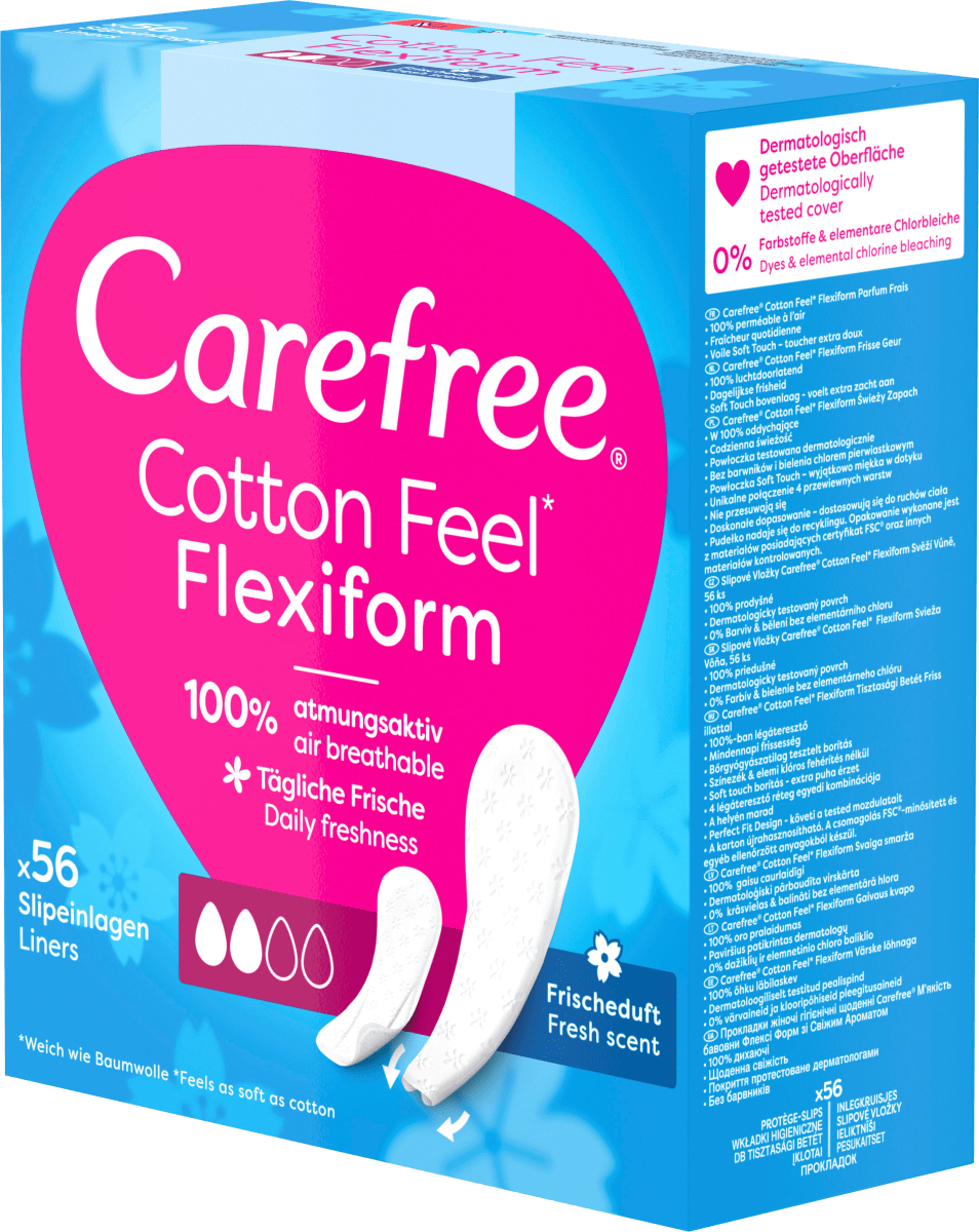 Slipeinlagen Cotton Feel Flexiform mit Frischeduft, 56 St