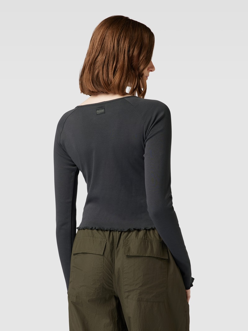 Cropped Longsleeve mit Wellensaum in anthrazit