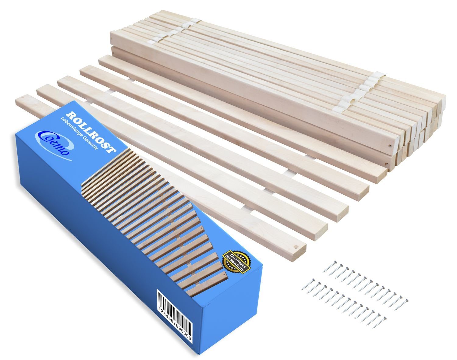 Rollrost, Coemo, Kopfteil nicht verstellbar, Fußteil nicht verstellbar, Rollrost 70x200, 25 Leisten extrem stabil