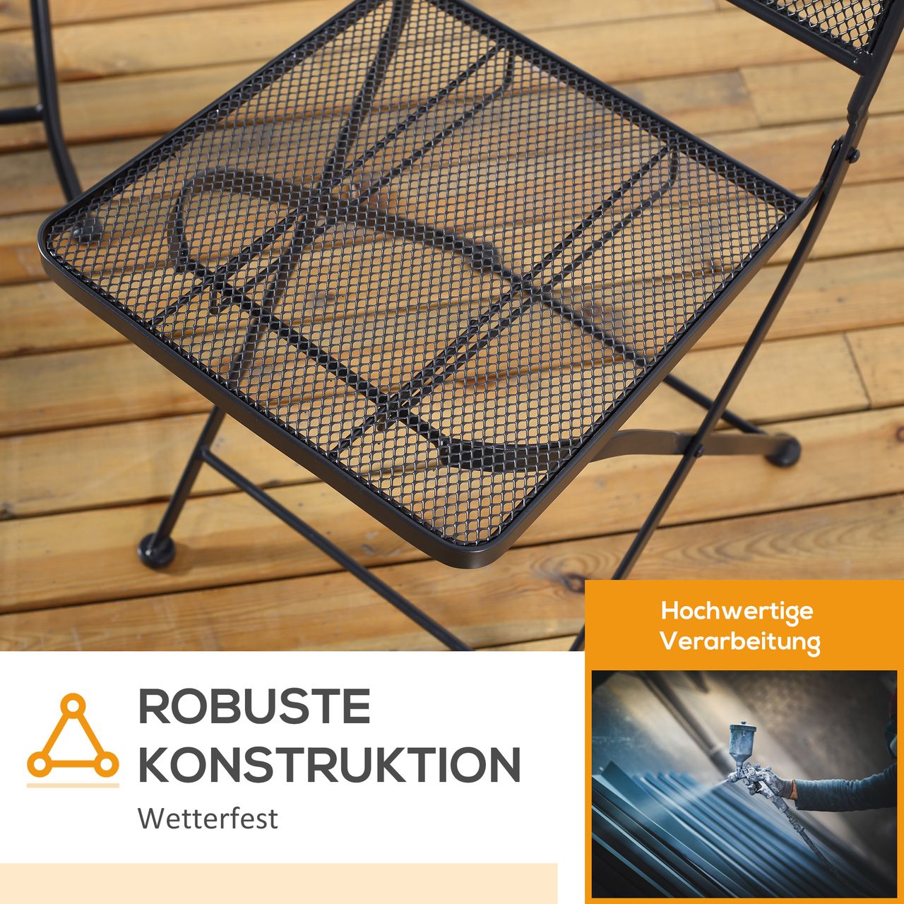 Outsunny 3-teiliges Bistro-Set Garnitur Sitzgruppe klappbar für Garten Balkon