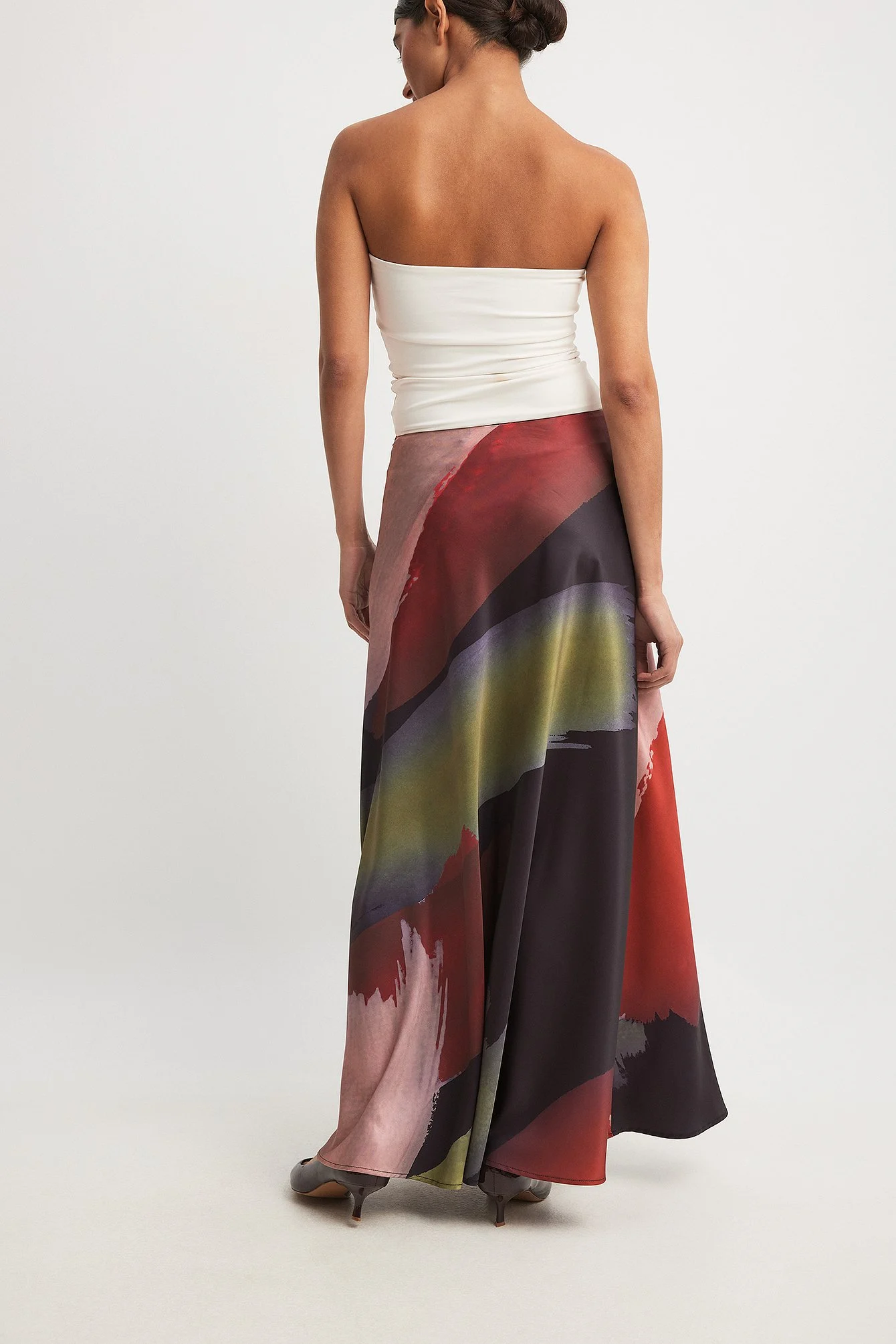 Maxirock aus Satin mit mittelhoher Taille