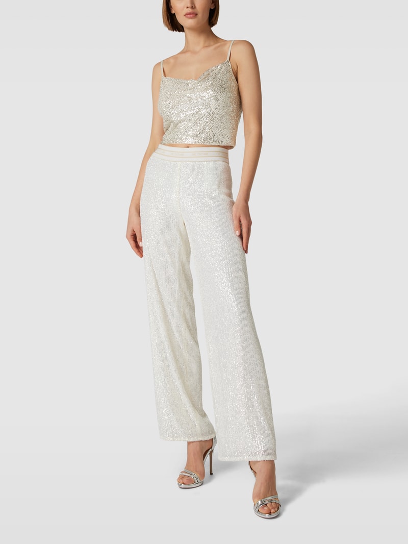 Cropped Top mit Paillettenbesatz in sand