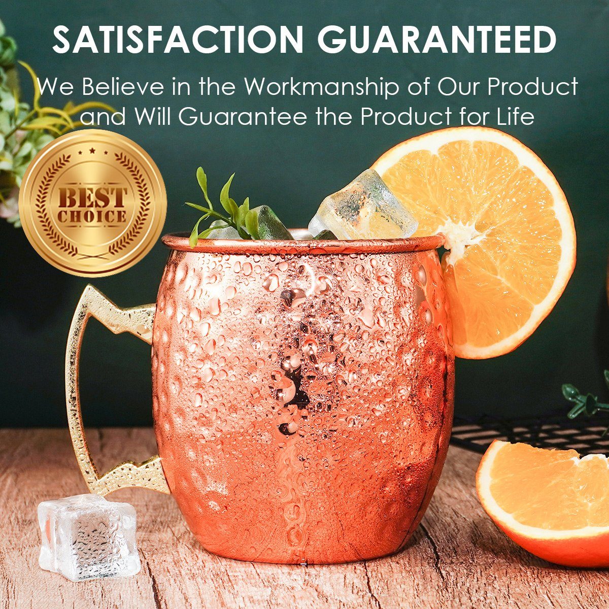 Faizee Möbel Tasse Cocktailglas Moscow Mule Becher Kupferbecher 500ml Fassungsvermögen, Kupfer/Edelstahl