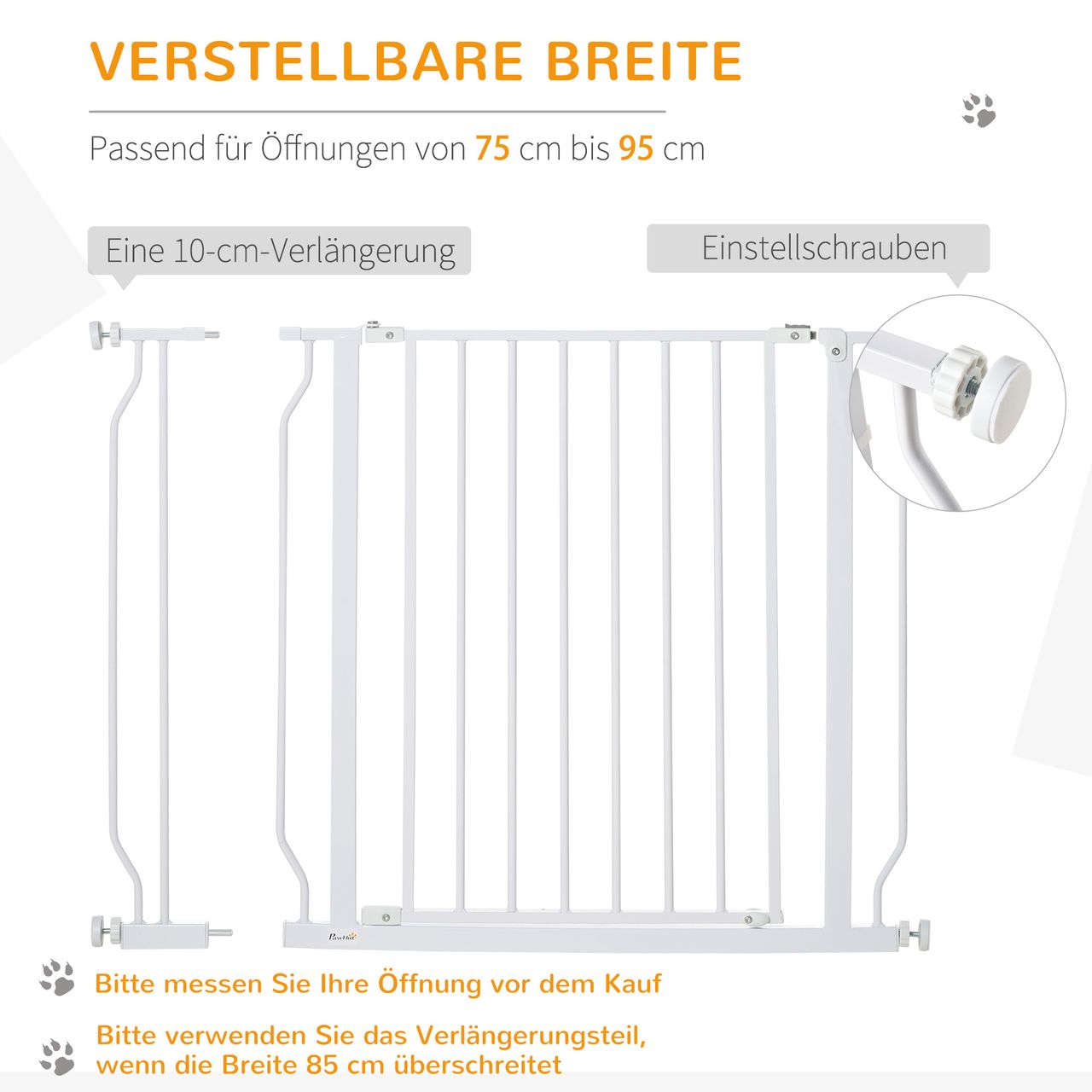 MH Handel Hunde Türschutzgitter Treppenschutzgitter, 75-95 cm Hunde Türgitter