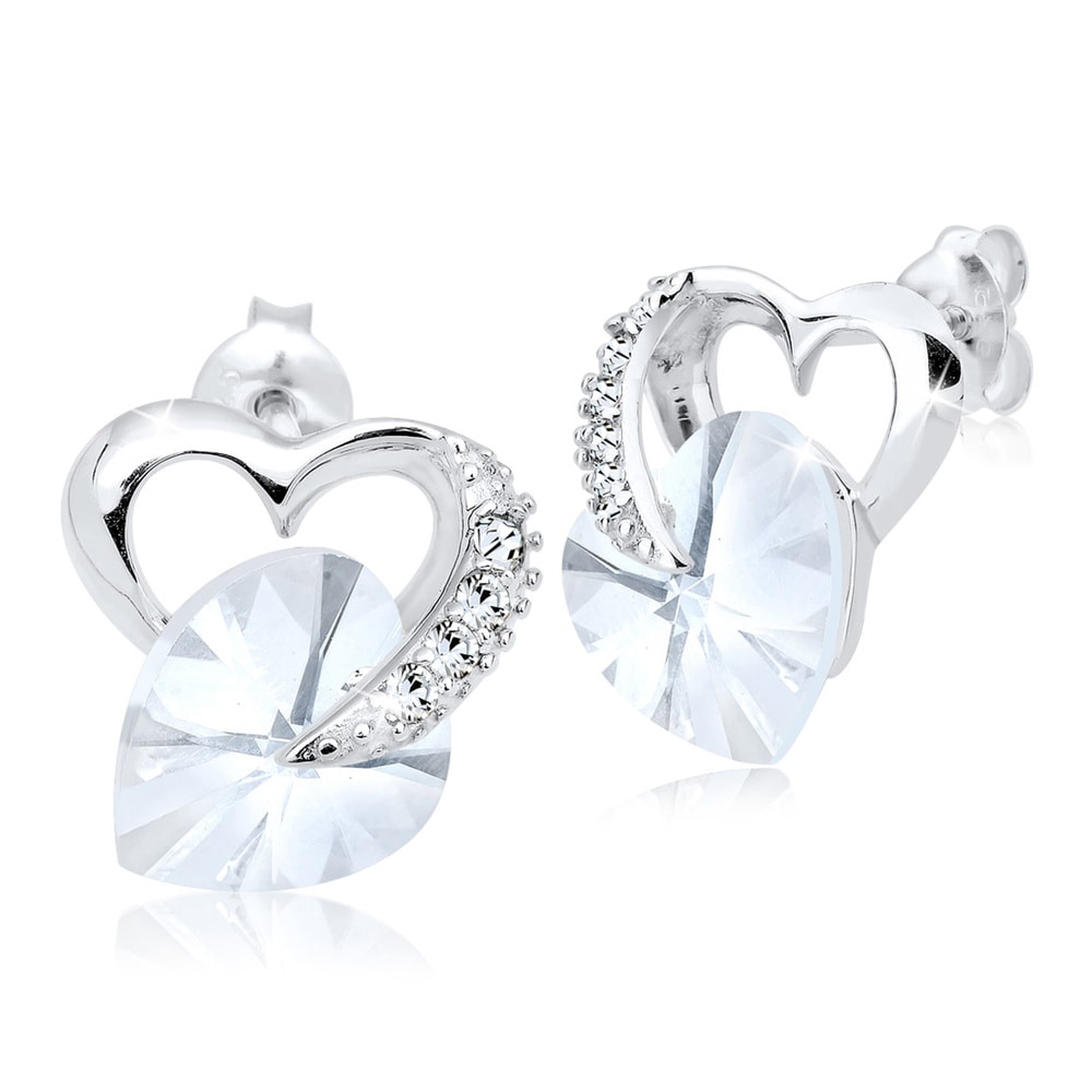 Elli Elli Boucles d'Oreilles Herz Liebe Kristalle 925 Silber Honey Boucles d'oreilles