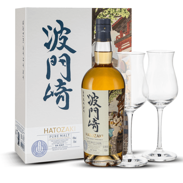 Coffret Hatozaki Double Cask Umeshu Finish V and B + 2 Verres 46%