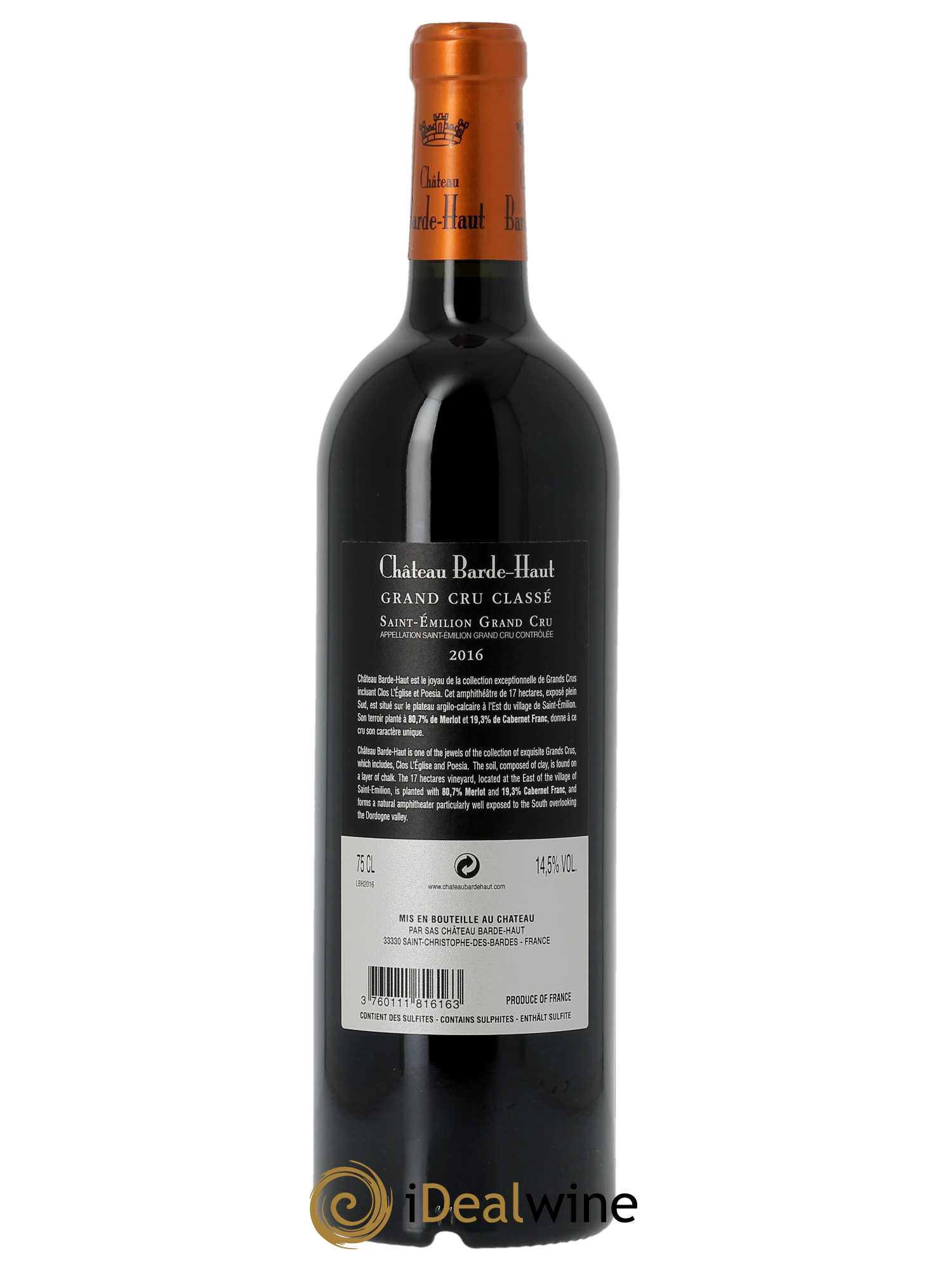 Château Barde Haut Grand Cru Classé  2016 - Lot de 1 Bouteille