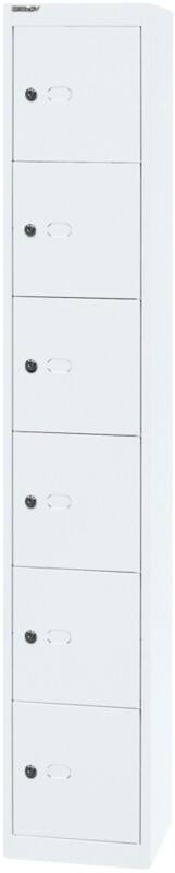 Bisley Metall Schließfach 6 Türen 1 abteile Schlüssel 305 x 305 x 1.802 mm Verkehrsweiß