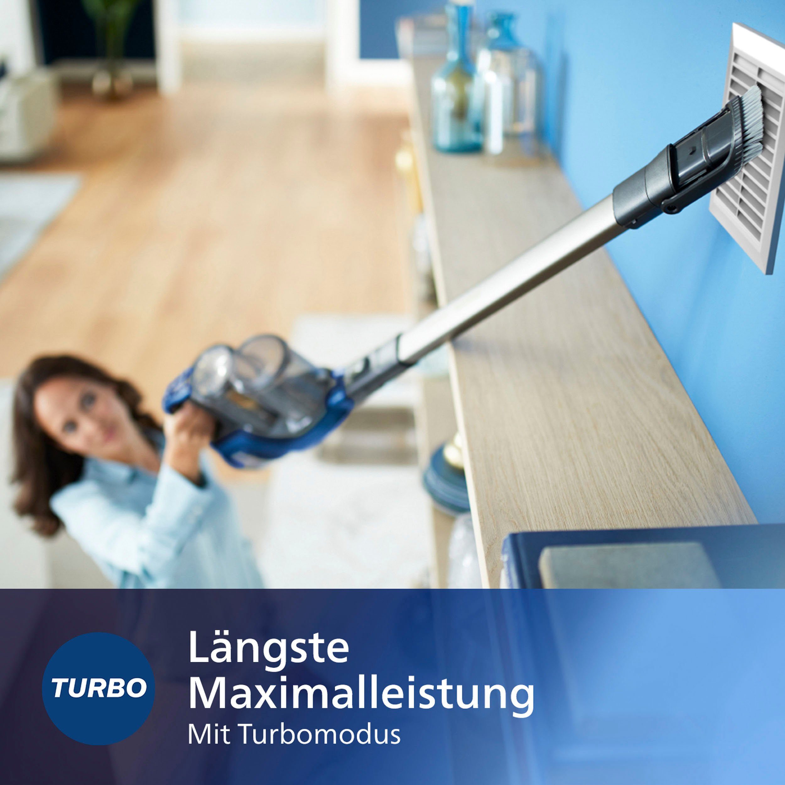 Philips Akku-Stielstaubsauger XC8045/01 SpeedPro Max, beutellos, mit 60 Minuten Laufzeit und 360°-Saugdüse