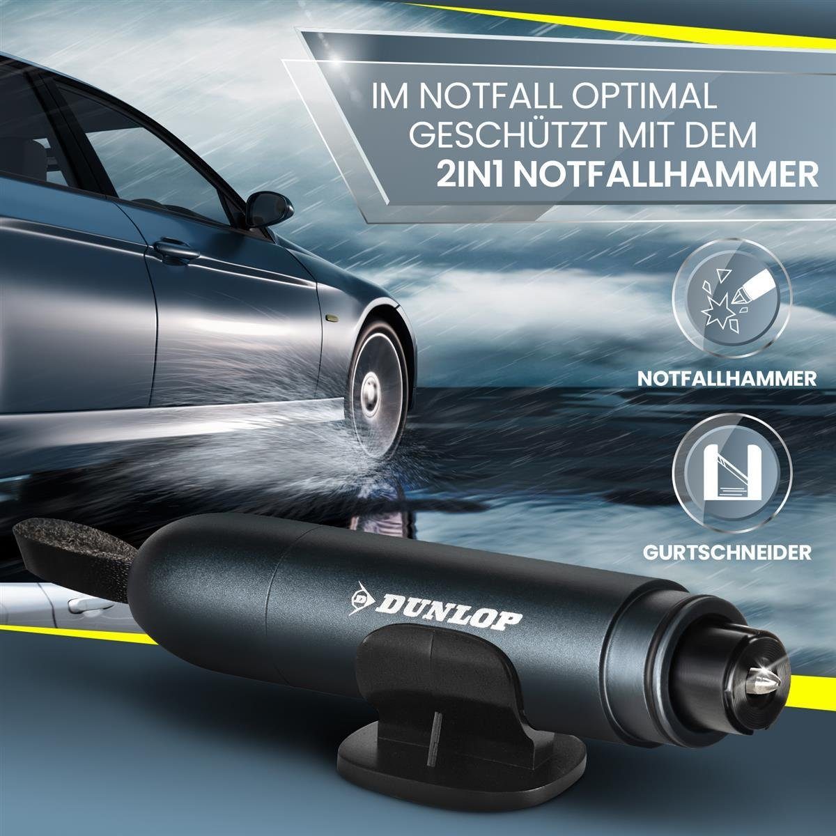 Dunlop Hammer Gurtschneider Notfallhammer Dunlop (1-St), Marken Notfall Hammer mit Testglas
